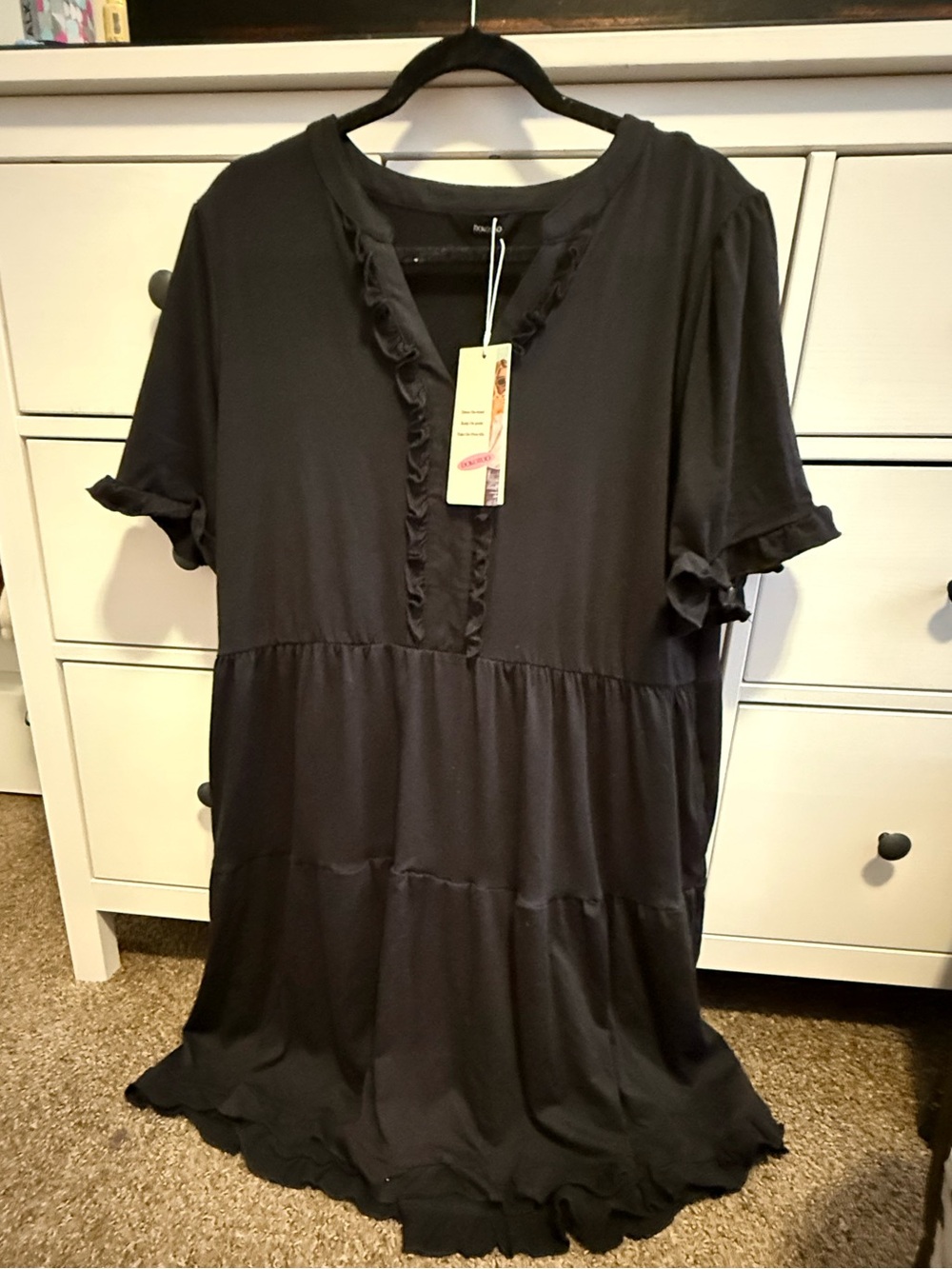 Women’s Black Ruffle Tiered Dress